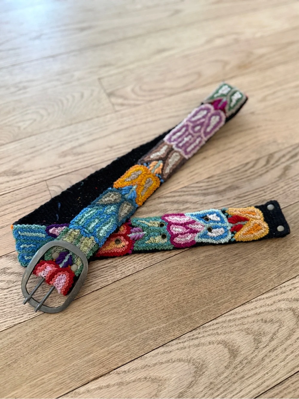 Jenny Krauss Wool Multicolor Embroidered Women’s Belt Size Large - Picture 1 of 8